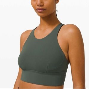 lululemon wunder train longline sport bra - smoked spruce